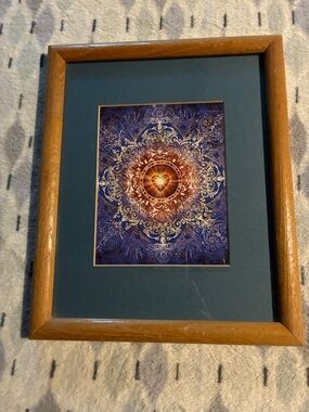 Ornate Mandala Art Print in Blue and Brown
